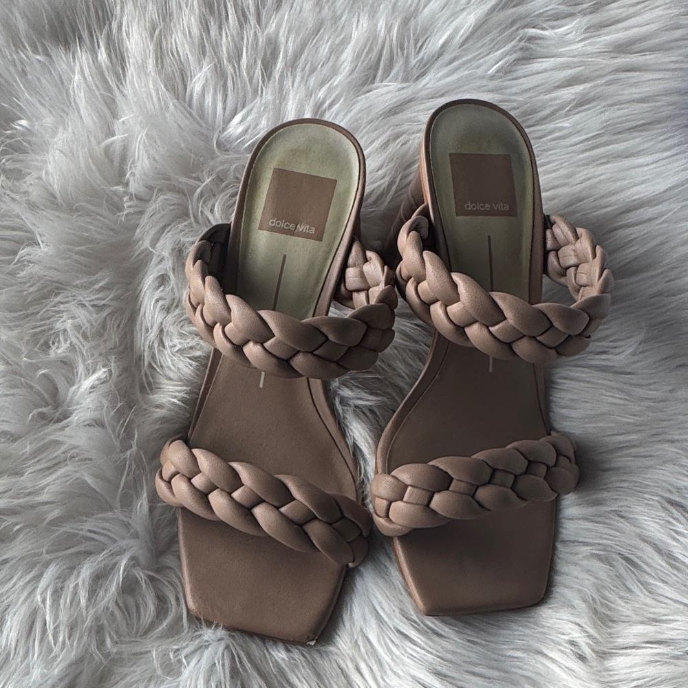 NEW LISTING! Dolce Vita Braided Double-Strap Slide Sandals - Taupe
